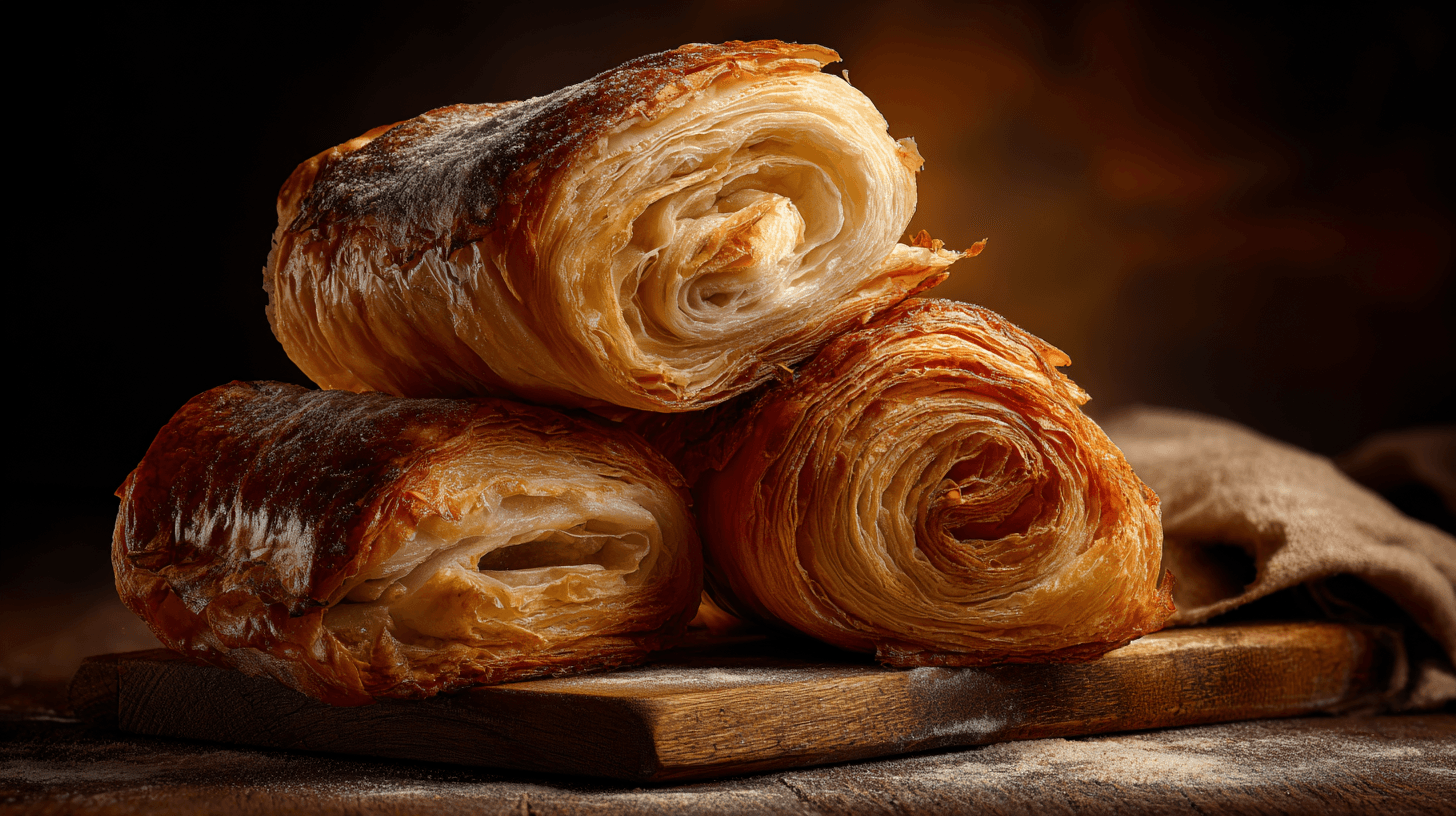 Golden croissants fresh from the oven